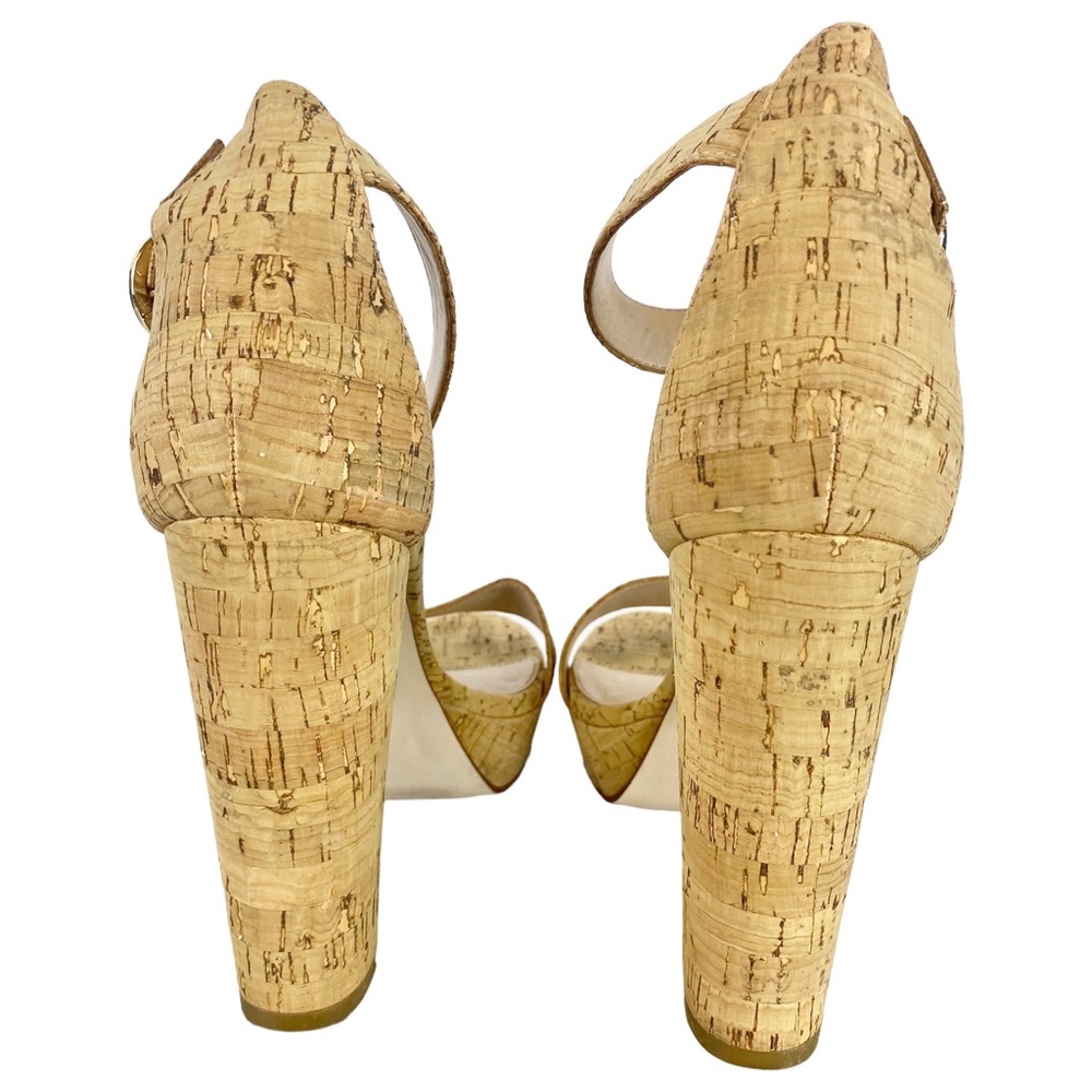 PELLE MODA ☆ "Bonnie" Natural Cork Open-Toe Block Heel Sandals ☆ Size 8.5 - Picture 7 of 10